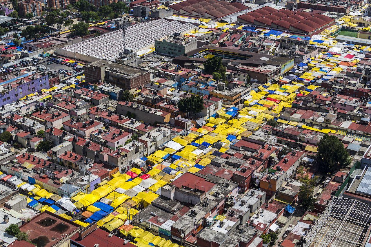 Vista aerea di Tepito a Città del Messico