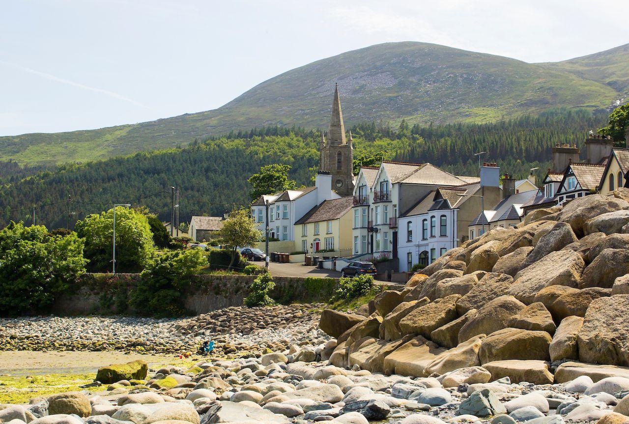 Una vista delle Montagne di Morne da Newcastle, Contea di Down, Irlanda del Nord