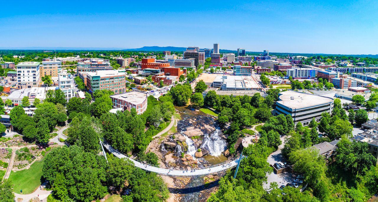 Luftaufnahme der Innenstadt von Greenville, South Carolina