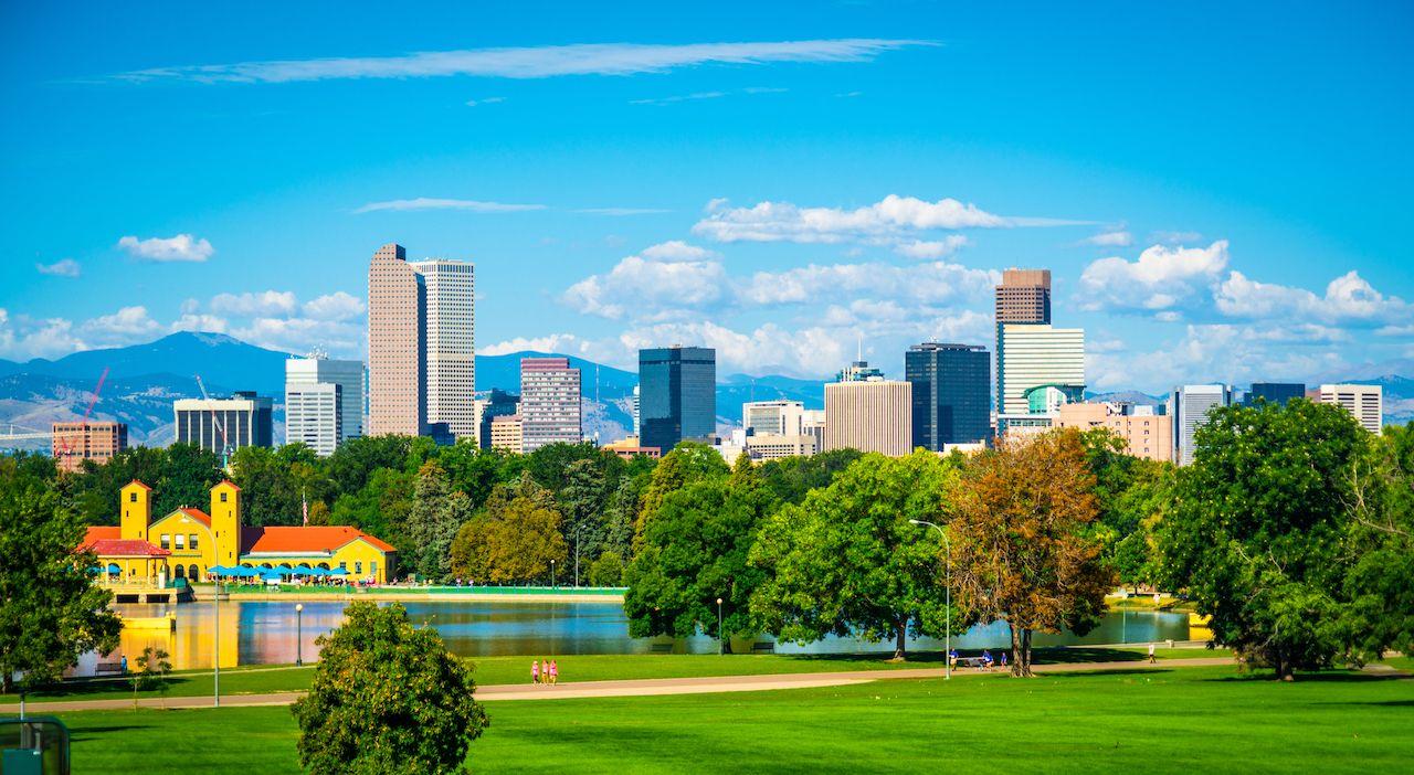 Vista dello skyline del centro di Denver, Colorado