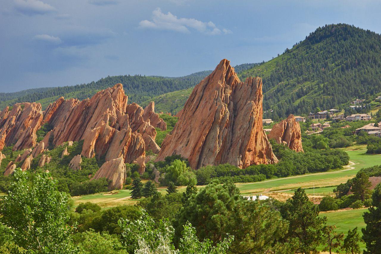 Rocce di arenaria rossa nel Parco Statale di Roxborough, Colorado